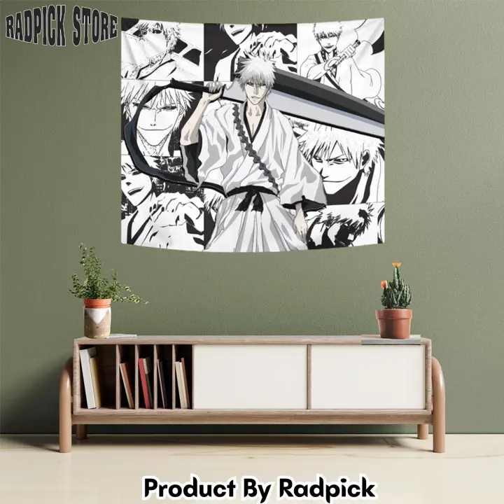 White ichigo zangetsu tapestry custom bleach anime manga room wall decor  rp5948247